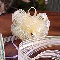 Iridescent Corsage Ribbon Pull Bow, 25 Yards, 5/8-inch (Ivory)