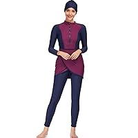 2022 New Modest Color Women Swimsuit with Hijab Muslim Swimwear Islamic Modest Swimming Suit Burkinis