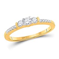 The Diamond Deal 10kt Yellow Gold Womens Round Diamond 3-stone Promise Ring 1/3 Cttw
