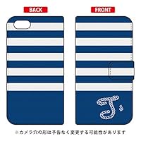 Notebook Type Smartphone Case Marine Border Navy x White Initial T Design by Artwork/for iPhone SE/5s/au
