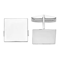 14k White Gold Solid Polished Engravable Square Cuff Links Measures 17x17mm Wide Jewelry Gifts for Men