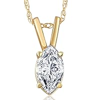 P3 POMPEII3 3/8Ct Marquise Natural Diamond Solitaire Pendant White or Yellow Gold Necklace
