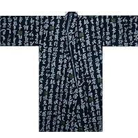 Japanese Men's Yukata Kimono Robe Kanji (Navy-LL