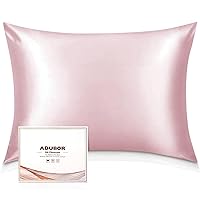 Mulberry Silk Pillowcase Silk Pillow Cases for Hair and Skin with Hidden Zipper, Both Side 23 Momme Silk, 900 Thread Count (20x26inch, Standard Size, Pink, 1pc)