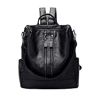Ro Rox Womens Faux Leather Punk Zip Laptop Adult Uni Work Backpack Bag Rucksack - Black