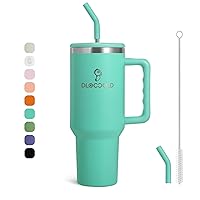 DLOCCOLD 40 oz Tumbler with Handle, Straw & Lid, Insulated Double Walled Stainless Steel Tumbler, Reusable Travel Coffee Mug for Women Men, Water Tumbler