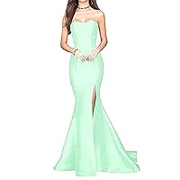 Women's Strapless Evening Dresses High Side Slit Mermaid Prom Dresses
