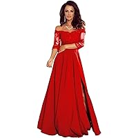 Off The Shoulder Lace Mother of The Bride Dresses for Wedding Long A Line Half Sleeve Formal Evening Gowns with High Silt