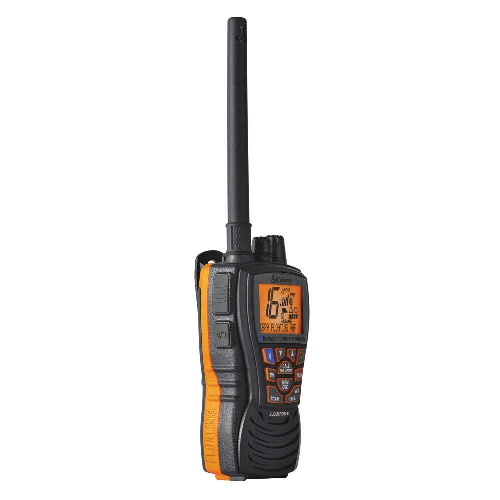 Cobra MR HH500 FLT BT Handheld Floating VHF Radio – 6 Watt, Bluetooth, Submersible, Noise Cancelling Mic, Backlit LCD Display, Memory Scan, Black