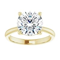 10K Solid Yellow Gold Handmade Engagement Rings, 3 CT Round Cut Moissanite Diamond Solitaire Wedding/Bridal Rings for Women/Her, Minimalist Anniversary Ring Gifts