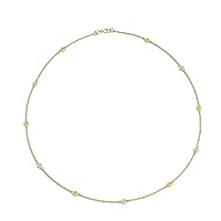 Yellow Sapphire & Natural Diamond by Yard 11 Station Petite Necklace 0.35 ctw 14K Yellow Gold. Included 18 Inches Gold Chain.