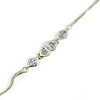 Real Blue Topaz Sterling Silver Jewelry Bracelet Mixed Shape Handcrafted Length 6.5 To 8 Inches