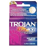 TROJAN Fire & Ice Condoms Lubricated Latex 3 Ct