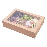 Restaurantware Cater Tek 14.3 x 10 x 3.2 Inch Baked Goods Boxes 100 Insert Tab Lock Window Pastry Boxes - Window Lids Easy Assembly Kraft Paper Catering Boxes For Charcuterie Or Cupcakes