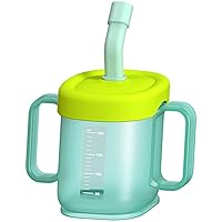 Adult Sippy Cup,Independence 2-Handle 200ML Plastic Mug Drinking Cup with Straw Lid Handicap Cups for Limited Mobility Handicapped Accessories