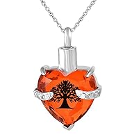 misyou Tree of Life Cremation Urn Jewelry Birthstone Necklace & Memorial Keepsake Pendant for Ashes w/Funnel Filler Kit - 12 Colors