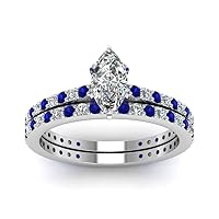 Choose Your Gemstone Marquise Shape 925 Sterling Silver Classic Delicate Diamond CZ Handmade Fashion Jewelry Party Wear Daily Wear Ornament Gifts for Wife Wedding Ring Sets : US Size 4 TO 12