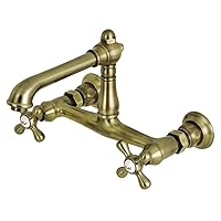 Kingston Brass KS7243AX 8-Inch Center Wall Mount Bathroom Faucet, Antique Brass