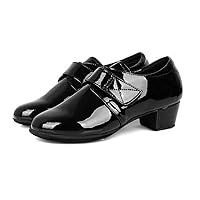 Boys Professional Latin Dance Shoes Hook & Loop Modern Jazz Ballroom PU Leather Shoe