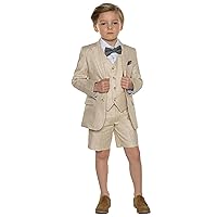 Boys' Single Breasted Three Pieces Suit Jacket Vest Short Pants Party Daily Pageboy Leisure Tuxedos