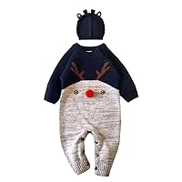 Cotton thread baby jumpsuit Christmas elk and hat baby romper New Year crawling comfortable