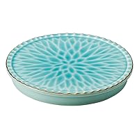 Marine Blue Rust Chrysanthemum Carving Dariya Round High Platform Plate [17.5 x 2.2cm]