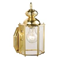 Design House 501833 Augusta 1-Light Traditional Indoor/Outdoor Wall Light Dimmable Clear Glass for Entrance Porch Patio, Solid Brass
