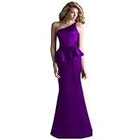 Women's One Shoulder Mermaid Evening Gowns Maxi Dresses with Waistband