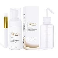 QUEWEL Eyelash Extension Cleanser -Foaming 100 ML Eyelash Shampoo/Wash Eyelash Extension Safe for Daily Use and is Oil Free with Rinse Bottle and Soft Brush…