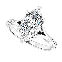 2 CT Marquise Colorless Moissanite Engagement Ring, Wedding Bridal Ring Set, Eternity Sterling Silver Solid Diamond Solitaire 4-Prong Anniversary Promise Gift for Her