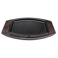 Asahi Steak Plate (with Wooden Base), Cast Iron, With Rectangular Steak Plate, Commercial Use