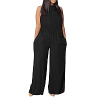YUTANRAL Womens Wide Leg Jumpsuits 2024 Spring Summer High Waisted Sleeveless Casual Dressy Rompers Vacation Outfits