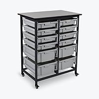 LUXOR MBS-DR-8S4L Mobile Bin Storage Unit - Double Row with Large and Small Gray Bins