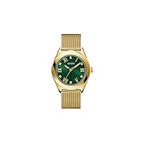 GUESS Men's 44mm Watch - Black Bracelet Gold Tone Case Green Dial