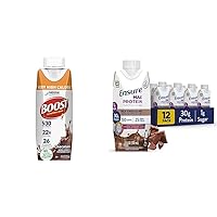 Boost Very High Calorie Chocolate Nutritional Drink 530 Calorie (Pack of 24) and Ensure Max Protein Milk Chocolate Nutrition Shake 30g Protein (Pack of 12)