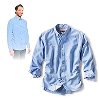 Orvis Tech Chambray Long Sleeve Men's Work Shirts - Lightweight Quick-Drying UPF 40 Chambray Fabric Casual Men's Shirts