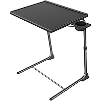 Adjustable TV Tray Table - TV Dinner Tray on Bed & Sofa, Comfortable Folding Table with 6 Height & 3 Tilt Angle Adjustments (Black)