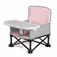 Summer by Bright Starts Pop 'N Sit Portable Booster Chair, Floor Seat, Indoor/Outdoor Use, Compact Fold, Bubble Gum, 6 Mos - 3 Yrs