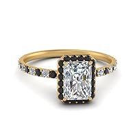 Choose Your Gemstone Radiant Cut Halo Diamond CZ Ring yellow gold plated Radiant Shape Petite Engagement Rings Everyday Jewelry Wedding Jewelry Handmade Gifts for Wife US Size 4 to 12