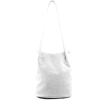 Premium Women's Fashion Designer Medium Size Large Handle Plain Soft Vegan Leather Hobo Round Bucket Tote Shoulder Bag