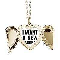 I Want A New Handbag Art Deco Fashion Folded Wings Peach Heart Pendant Necklace