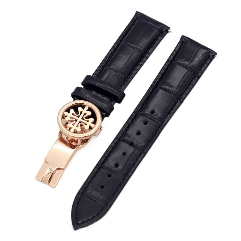 CYSUE Genuine leather watch strap 19MM 20MM 22MM Watchbands For Patek Philippe Wath bands With Stainless Steel Deploy Clasp Men Women