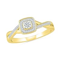 DGOLD 10kt Gold Round White Diamond Promise Ring (1/5 cttw)
