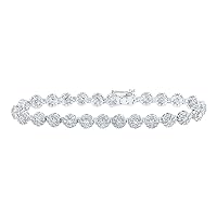 10kt White Gold Womens Round Diamond Fashion Bracelet 4-3/4 Cttw