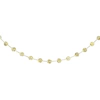 14k Yellow Gold Shiny Hammered Disc Rolo Type Chain Long Fancy Necklace Spring Ring Clasp 38 Inch Jewelry for Women