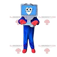 Giant computer REDBROKOLY Mascot with keyboard and mouse