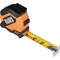 Klein Tools 9525 Tape Measure, 25-Foot Compact Double-Hook Imperial Measuring Tape with Finger Brake, Nylon Blade, Easy to Read Bold Lines