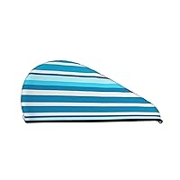Blue Striped Print Hair Towel Wrap Super Absorbent Microfiber Hair Drying Towel Quick Dry Hair Turban for Curly Long Thick Hair