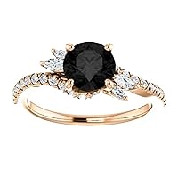 Love Band 1 CT Swirl Black Diamond Engagement Ring 14k Rose Gold, Twisted Black Diamond Ring, Free Form Black Onyx Ring, Flair Black Diamond Ring, Daily Wear Ring For Her