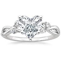 2CT Heart Cut VVS1 Colorless Moissanite Engagement Ring Wedding Band Gold Silver Eternity Solitaire Halo Vintage Antique Anniversary Promise Gift Vine Willow Diamond Ring